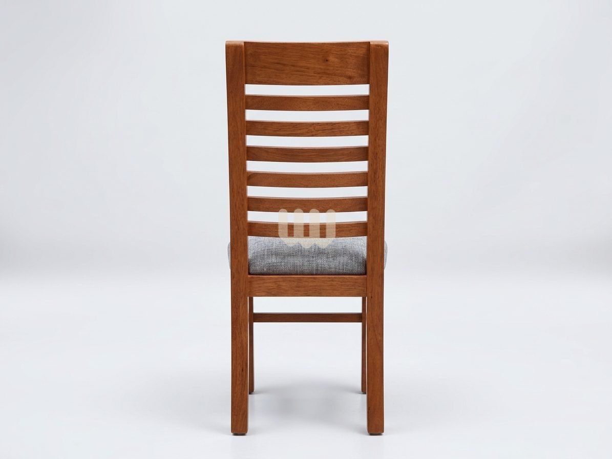 Bestie 6-Seater Dining Set – Cypress Wood, Mahogany-Stained Finish & Grey Fabric