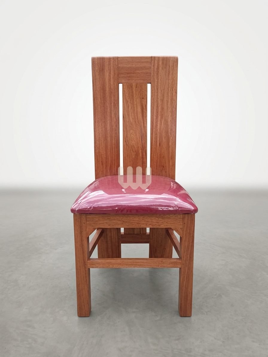 Bestie Mahogany 8-Seater Oval Dining Set | Mahogany Wood | Maroon Fabric | Laminated Board Top