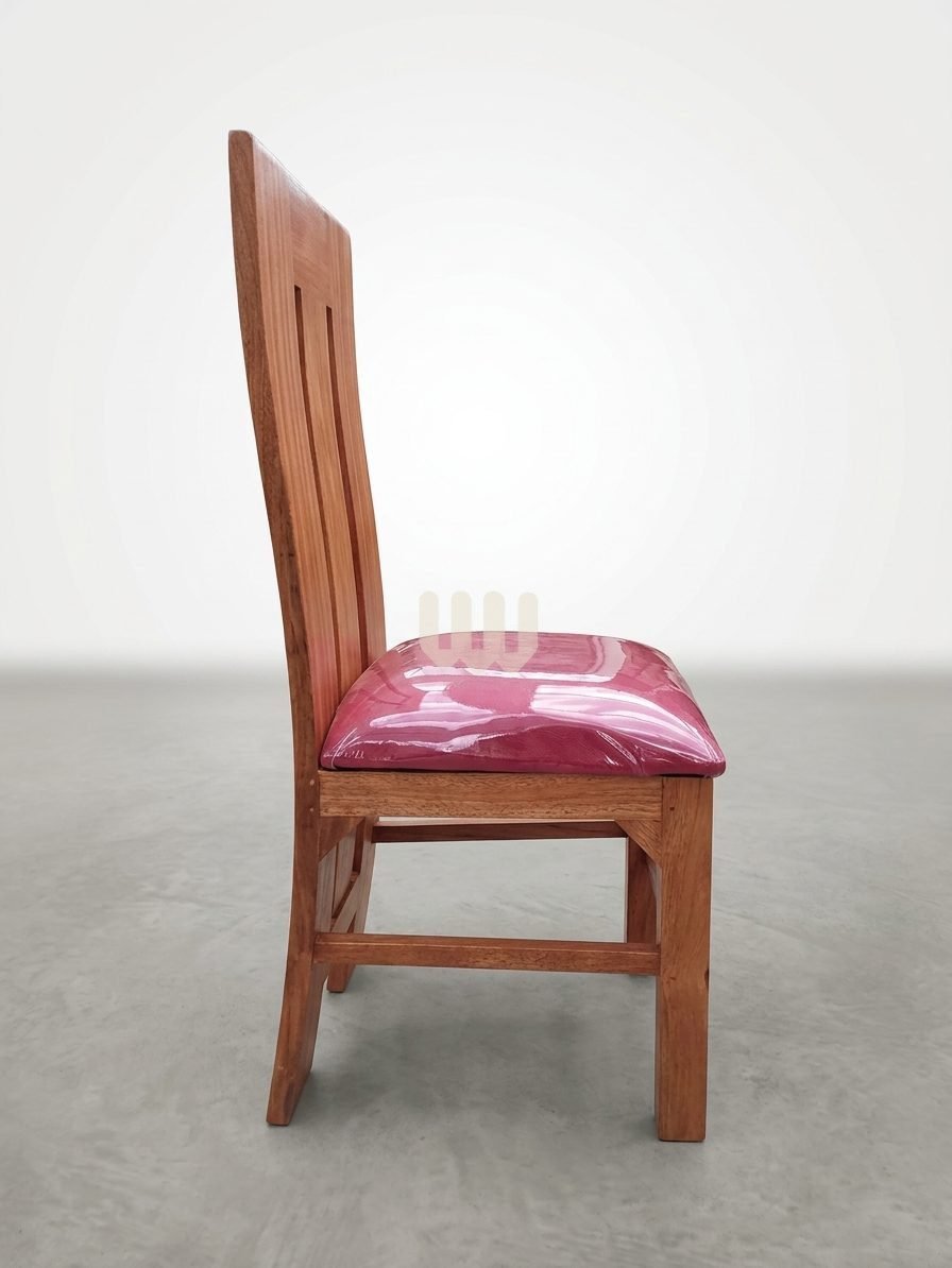 Bestie Mahogany 8-Seater Oval Dining Set | Mahogany Wood | Maroon Fabric | Laminated Board Top