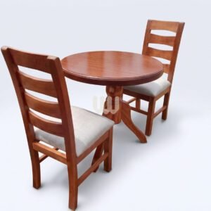 Bestie 4-Seater Dining Set | Cypress Wood | Mahogany Stain | Mahogany Laminated Top | Beige Fabric