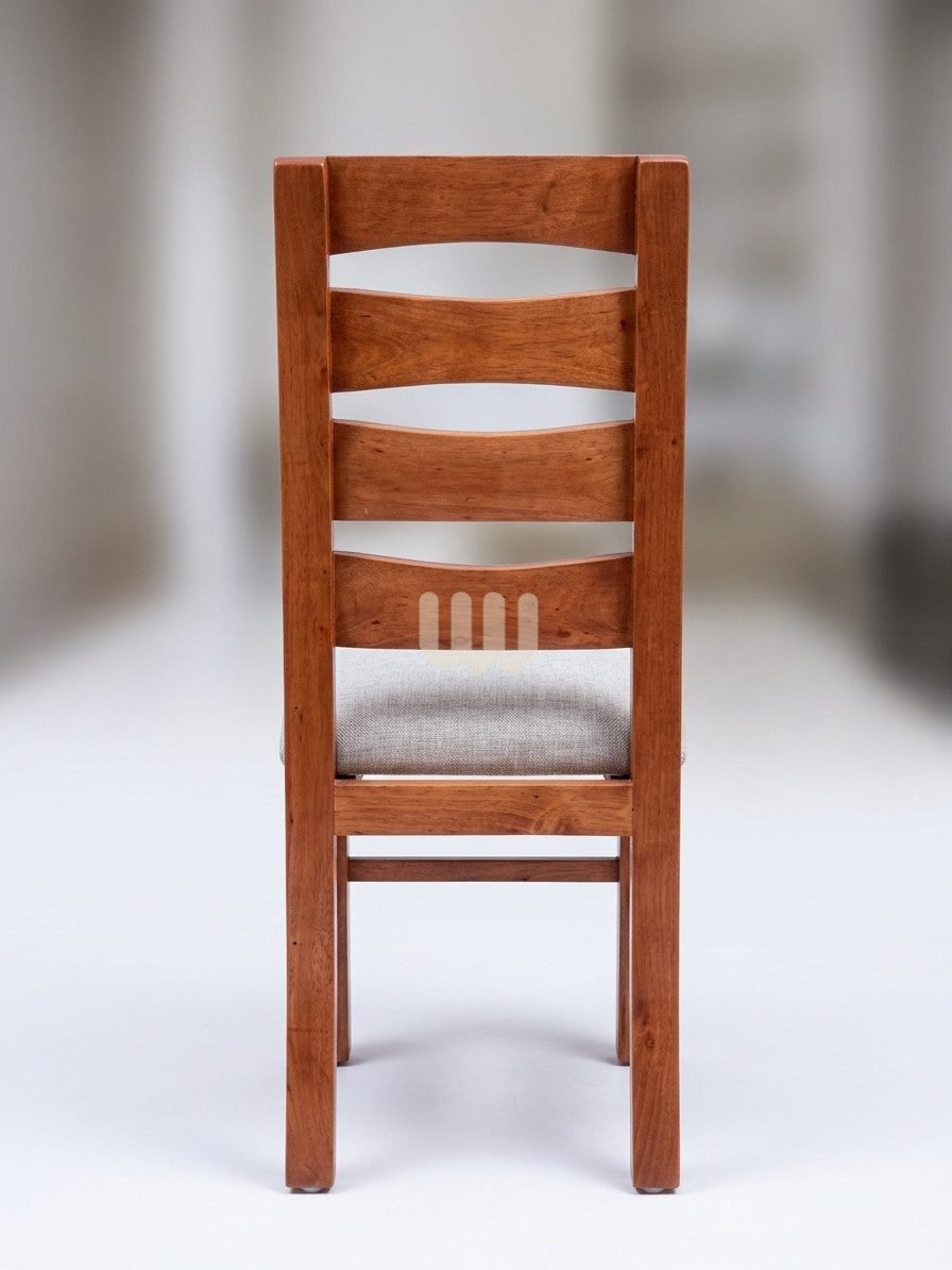 Bestie 6-Seater Wooden Dining Set – Cypress Wood | Mahogany Laminated Board Top | Beige Upholstery
