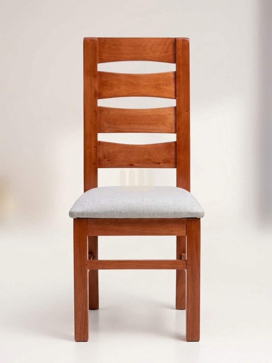 Bestie 6-Seater Wooden Dining Set – Cypress Wood | Mahogany Laminated Board Top | Beige Upholstery
