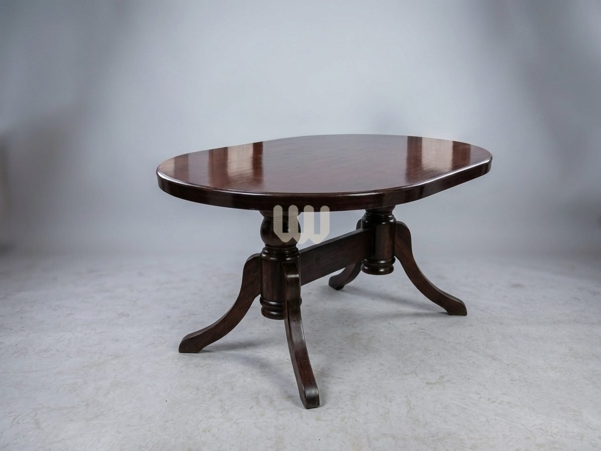 Claire & Clara 6-Seater Dining Set – Oval Table | Cypress Wood & Beige Upholstery