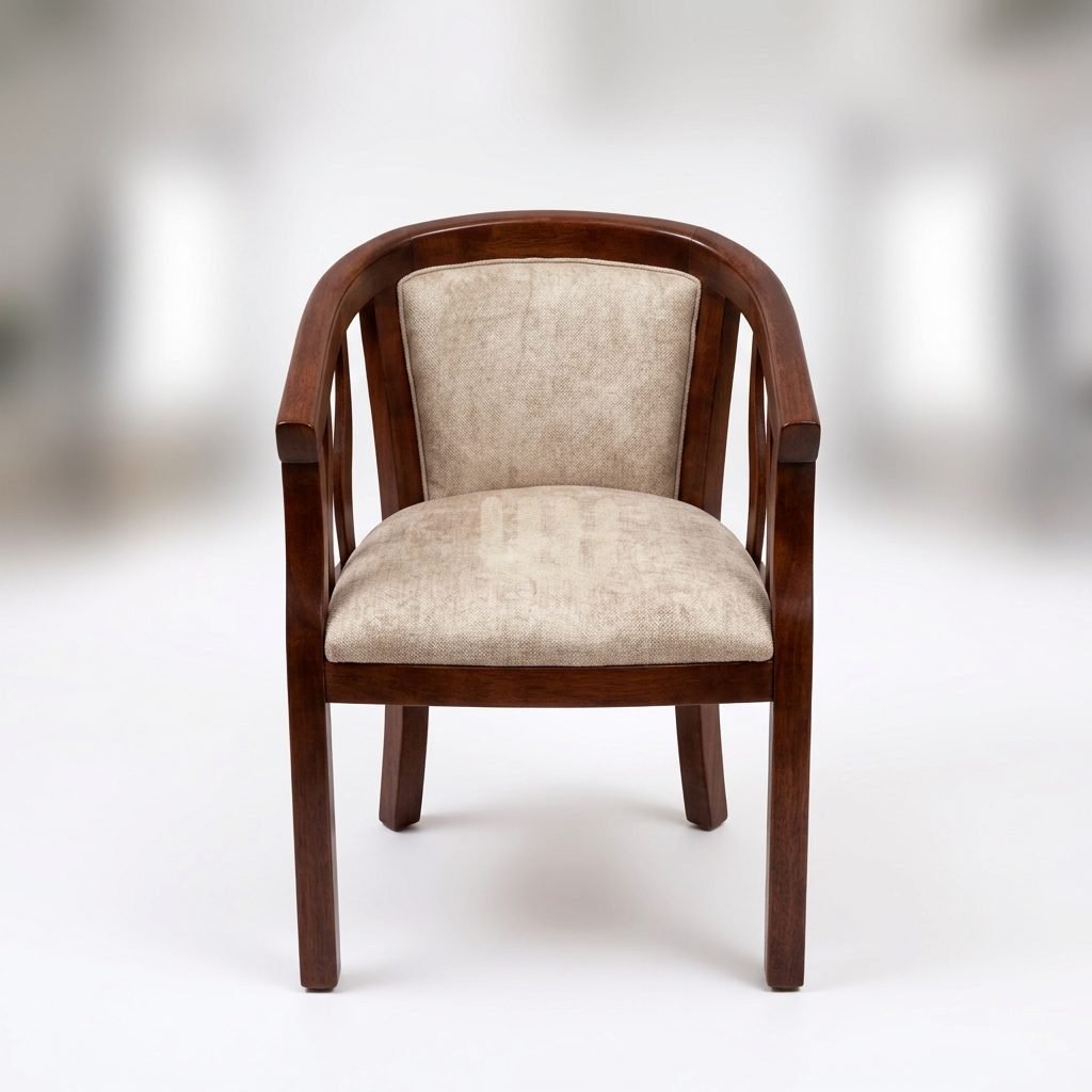 Jewel 2-Seater Lounge Set | Mahogany Wood | Walnut Finish | Beige Fabric | High-Density Foam