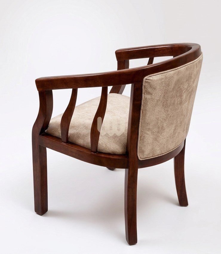 Jewel 2-Seater Lounge Set | Mahogany Wood | Walnut Finish | Beige Fabric | High-Density Foam