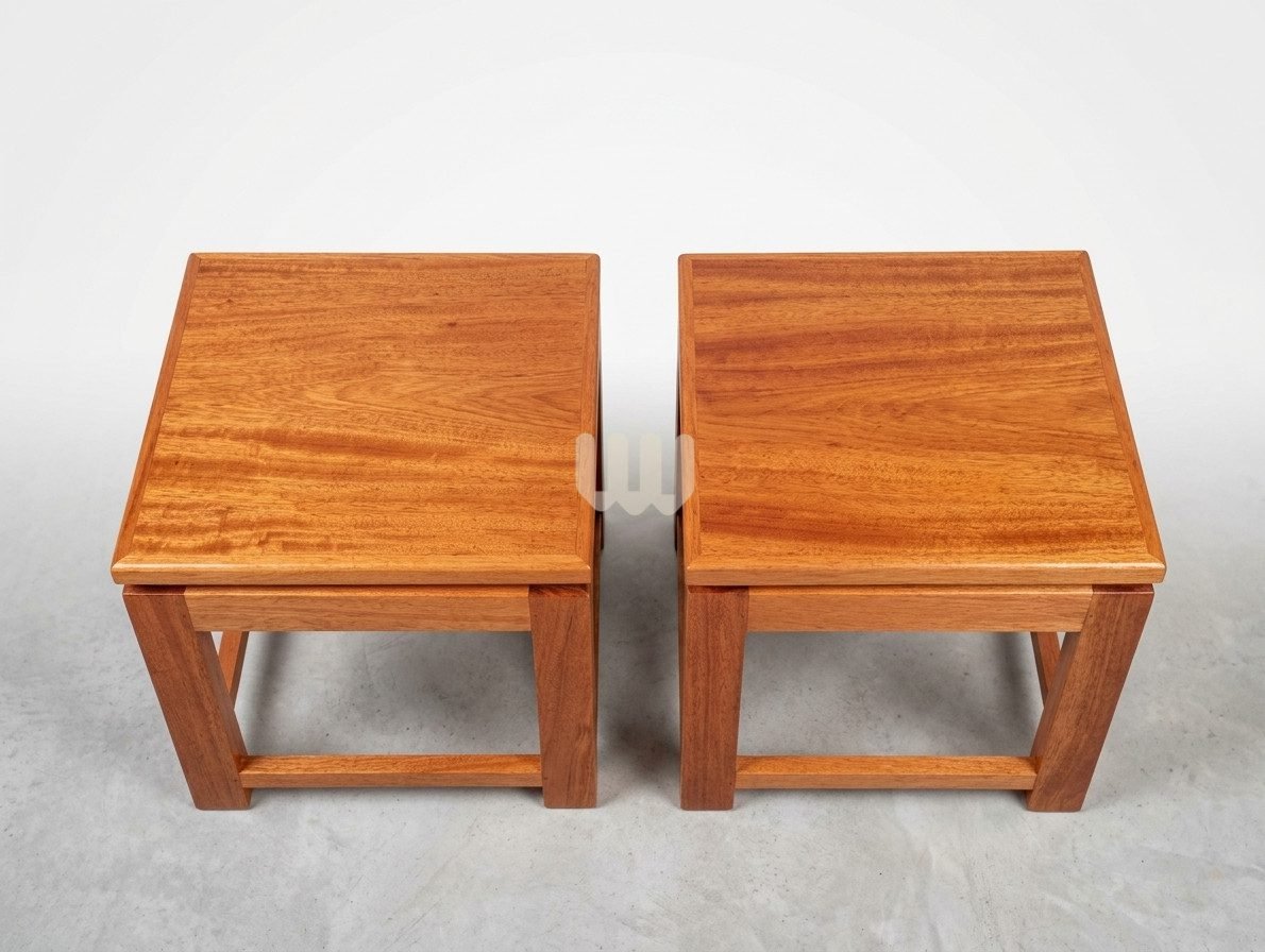 JewelWoods Essentials Coffee Set – 1 Table + 4 Stools | Mahogany Wood & Laminated Board Top