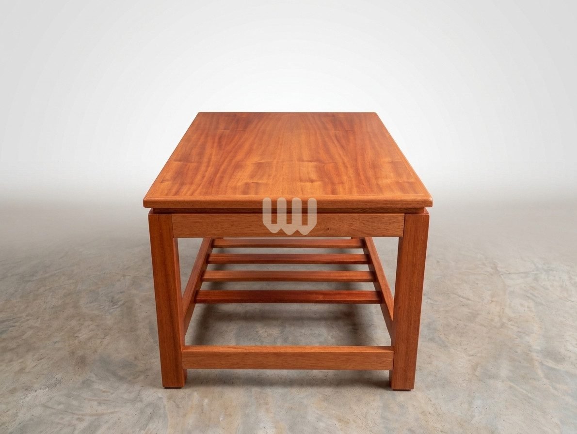 JewelWoods Essentials Coffee Set – 1 Table + 4 Stools | Mahogany Wood & Laminated Board Top