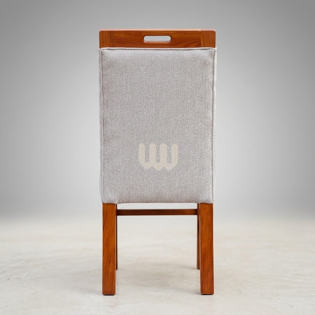 KimWoods Modern Chester 4-Seater Dining Set | Solid Tabletop | Mahogany Wood | Beige Fabric