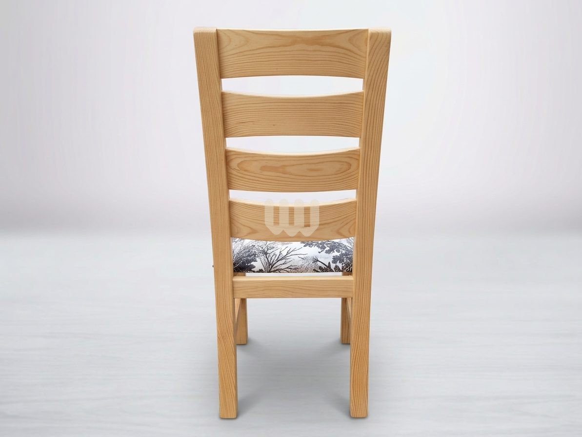 Mtwaper Wooden 6-Seater Dining Set | Cypress Wood | MDF Tabletop | Forest Pattern Fabric
