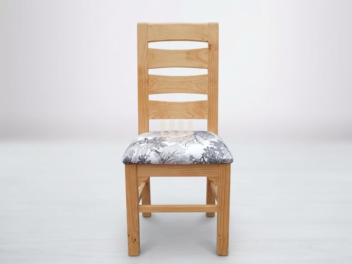 Mtwaper Wooden 6-Seater Dining Set | Cypress Wood | MDF Tabletop | Forest Pattern Fabric