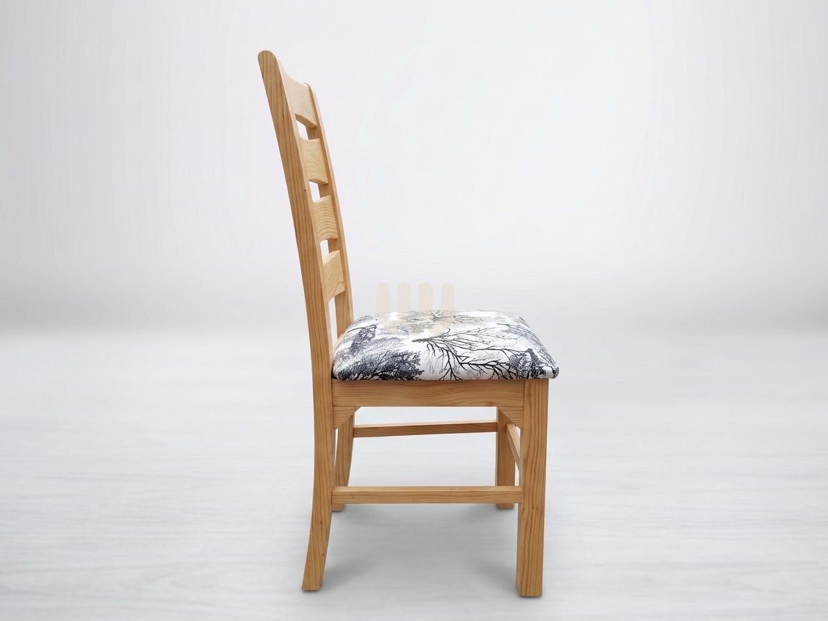 Mtwaper Wooden 6-Seater Dining Set | Cypress Wood | MDF Tabletop | Forest Pattern Fabric
