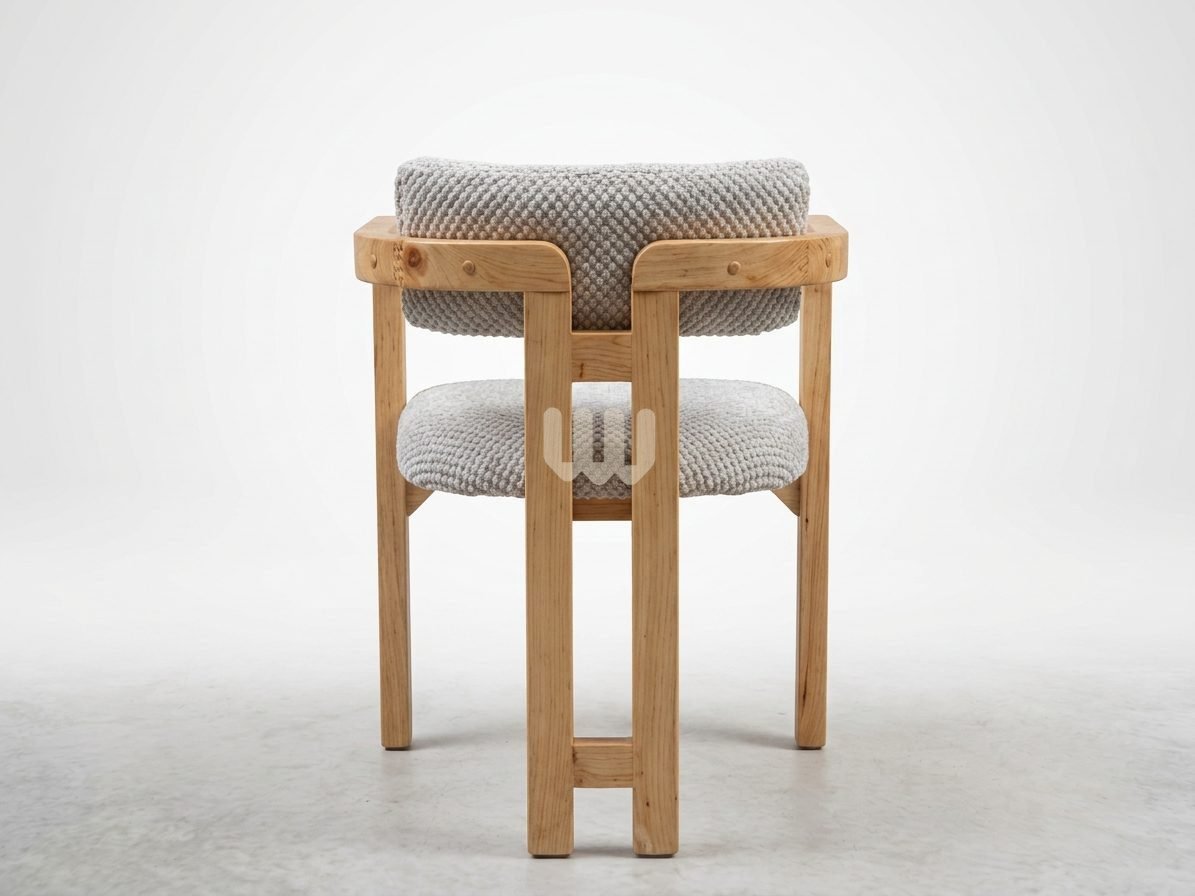 Sunshine 6-Seater Oval Dining Set | Natural Wood | Grey Fabric | Marble-Look Top