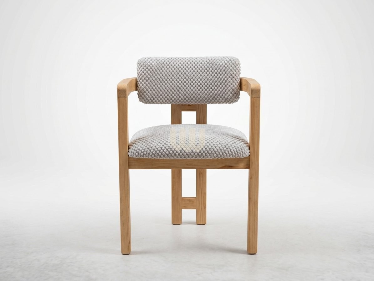 Sunshine 6-Seater Oval Dining Set | Natural Wood | Grey Fabric | Marble-Look Top