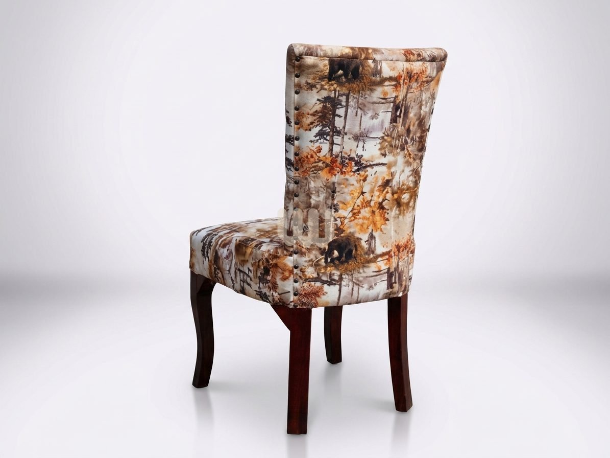 KimWoods Chester 6-Seater Mix & Match Dining Set | MDF Tabletop | Walnut Finish | Light Brown & Floral Upholstery