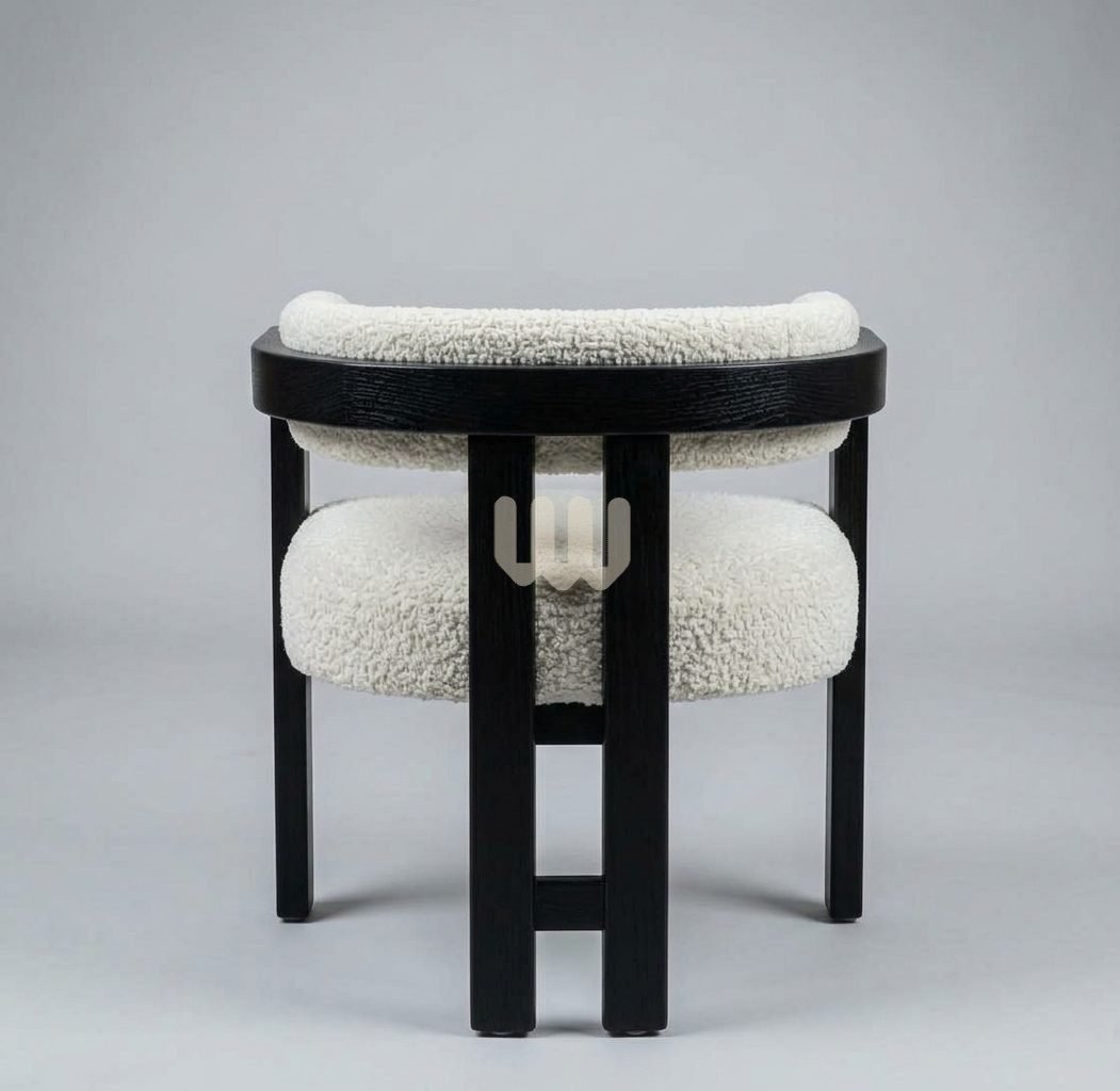 Sunshine Minimalist 4-Seater Dining Set | Oval Table | Black Finish | White MDF Top | Beige Bouclé