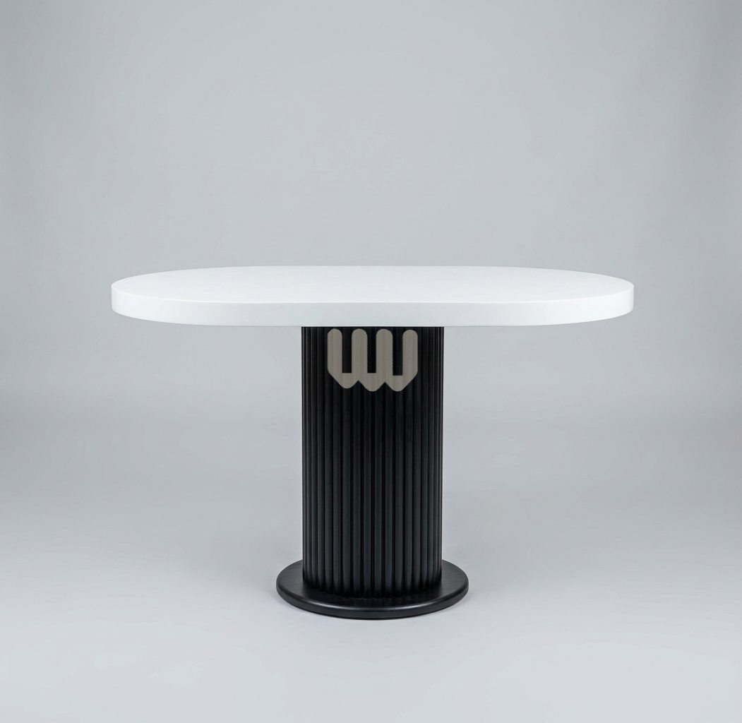 Sunshine Minimalist 4-Seater Dining Set | Oval Table | Black Finish | White MDF Top | Beige Bouclé