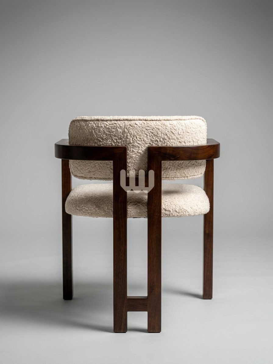 Sunshine Minimalist 6-Seater Oval Dining Set | Beige Bouclé | Marble-Look Top | Walnut Finish | Cypress Wood